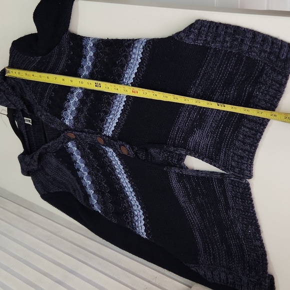 BKE Cardigan Sweater Womens size M  Blue Knit Hooded Button - Picture 7 of 9